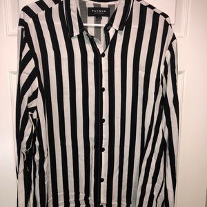 Pacsun Black Striped Button Up Shirt Large